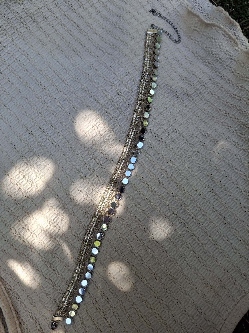 Handmade Gold Silver Boho Mirror Sequin Layered Choker Necklace Festival Party - Picture 8 of 8